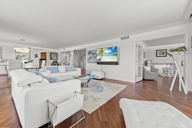 901 E Camino Real Unit 5C, Boca Raton, FL 33432 - living area with wood finished floors, baseboards, and ornamental molding