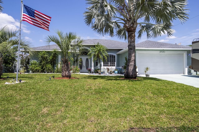 2720 SE Kern Rd, Port Saint Lucie, FL 34984 - ranch-style home featuring a garage, concrete driveway, a front lawn, and stucco siding