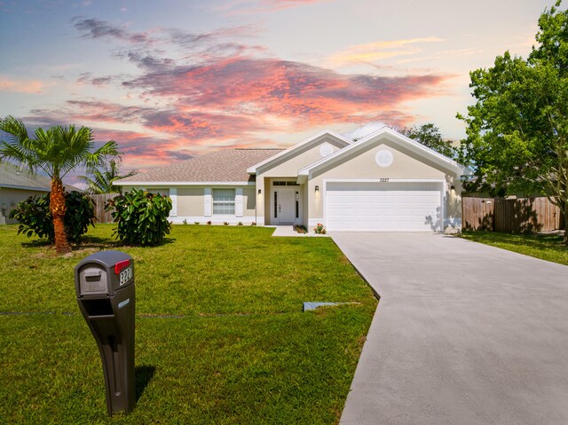 3227 SW Foremost Dr, Port Saint Lucie, FL 34953 - unfurnished living room with light wood-style flooring, a ceiling fan, lofted ceiling, and baseboards