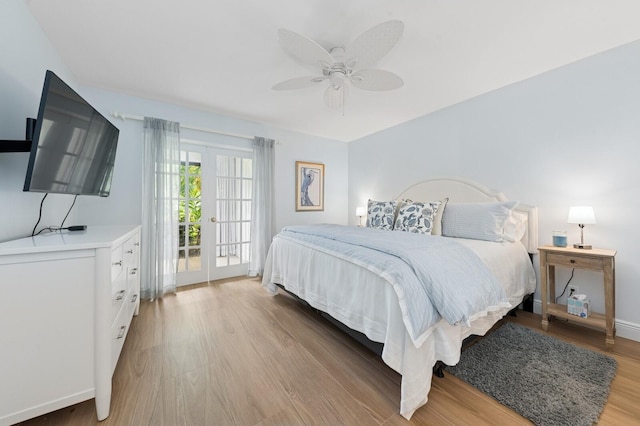4078 Quail Ridge Dr N Unit A, Boynton Beach, FL 33436 - bedroom with access to outside, light wood-type flooring, a ceiling fan, and baseboards