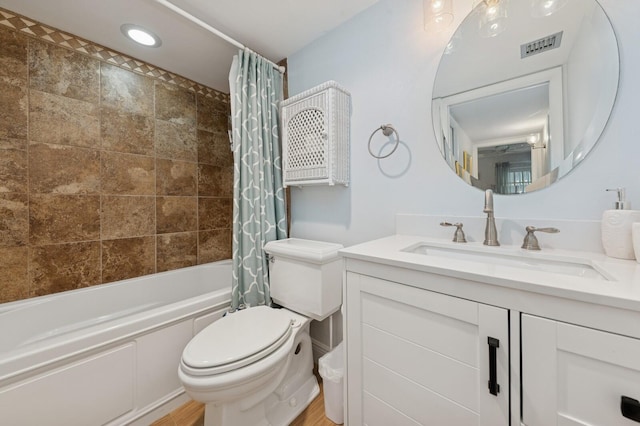 4078 Quail Ridge Dr N Unit A, Boynton Beach, FL 33436 - full bath with toilet, shower / tub combo with curtain, vanity, recessed lighting, and wood finished floors