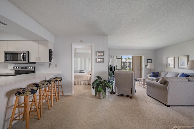 210 SE Village Dr Unit 210, Port Saint Lucie, FL 34952 - living room featuring light carpet and a textured ceiling