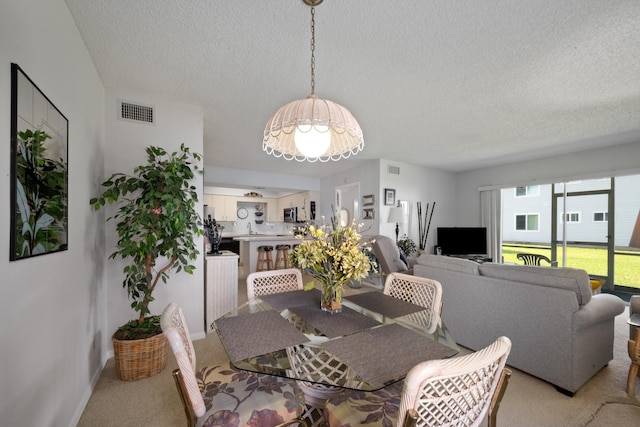 210 SE Village Dr Unit 210, Port Saint Lucie, FL 34952 - dining space featuring a textured ceiling and light colored carpet