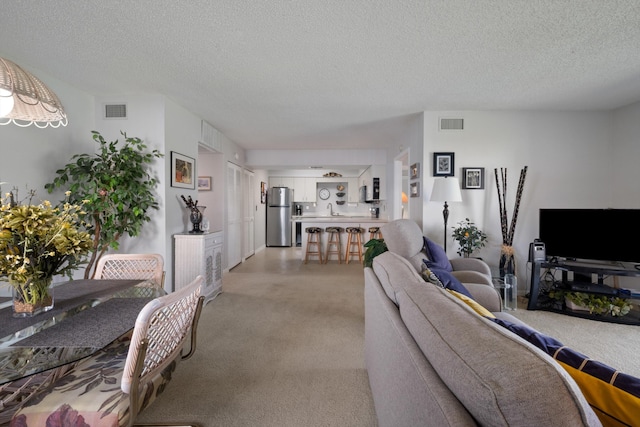 210 SE Village Dr Unit 210, Port Saint Lucie, FL 34952 - living room featuring light carpet and a textured ceiling