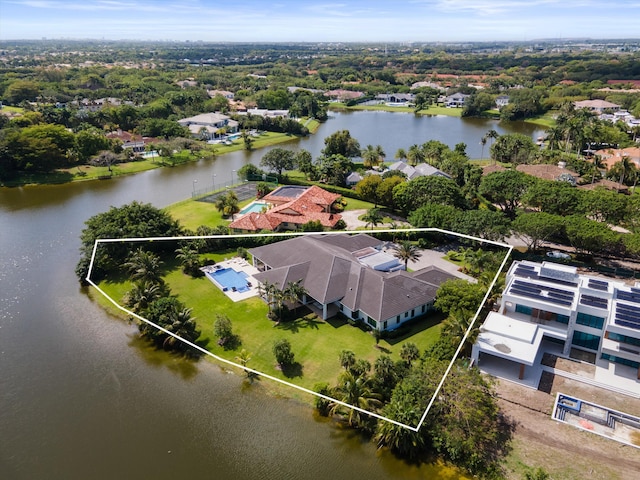 18074 Sentinel Cir, Boca Raton, FL 33496 - aerial view of residential area featuring a nearby body of water and property boundaries highlighted