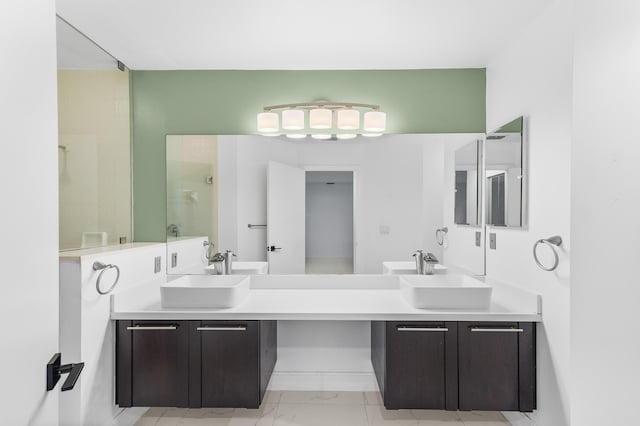5320 SW 199th Ave, Pembroke Pines, FL 33332 - full bath featuring tiled shower, marble look tiles, and double vanity