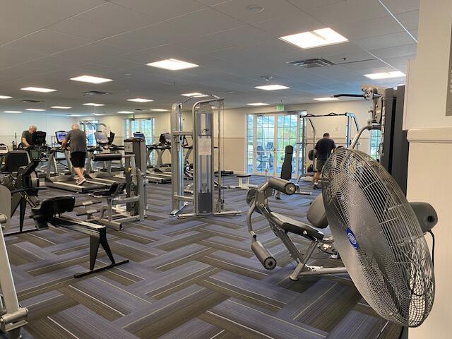 5155 Europa Dr Unit R, Boynton Beach, FL 33437 - exercise room featuring healthy amount of natural light and carpet flooring