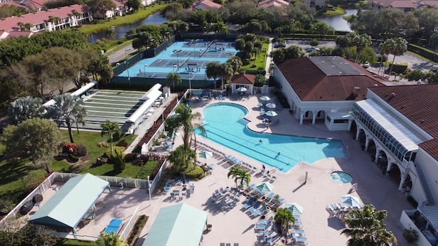 5155 Europa Dr Unit R, Boynton Beach, FL 33437 - drone / aerial view of a pool and a large body of water