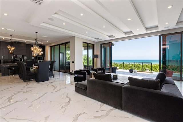 lobby with a water view