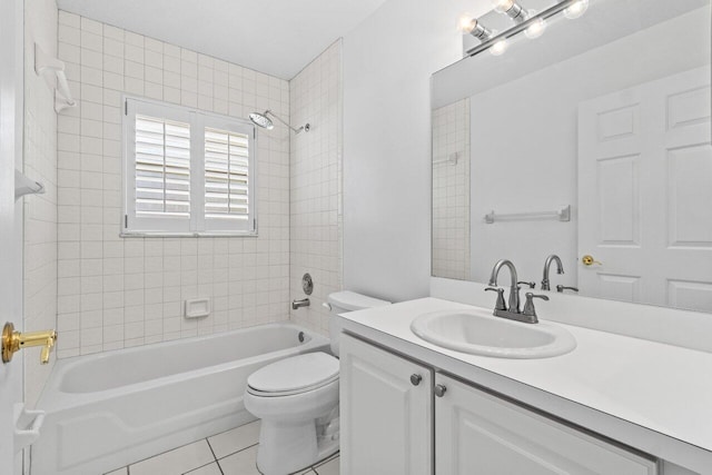 22 Pepperwood Ct, Boynton Beach, FL 33426 - bathroom with tile patterned floors, toilet, shower / washtub combination, and vanity
