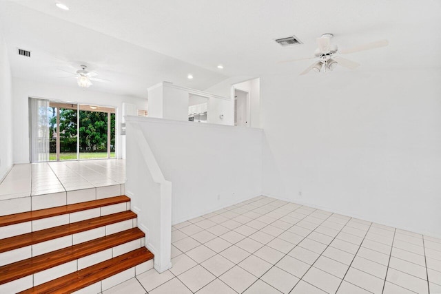 22 Pepperwood Ct, Boynton Beach, FL 33426 - stairs with a ceiling fan, recessed lighting, and tile patterned flooring