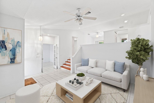 22 Pepperwood Ct, Boynton Beach, FL 33426 - tiled living area with ceiling fan and recessed lighting