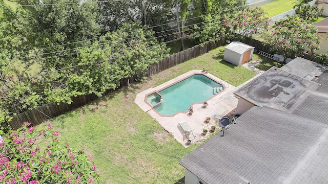 aerial view of a pool area