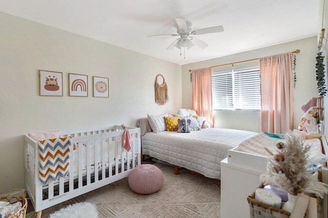 bedroom featuring ceiling fan