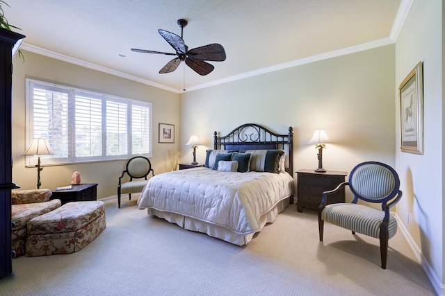 112 Palm Bay A Dr Unit A, Palm Beach Gardens, FL 33418 - bedroom with baseboards, carpet floors, ornamental molding, and ceiling fan