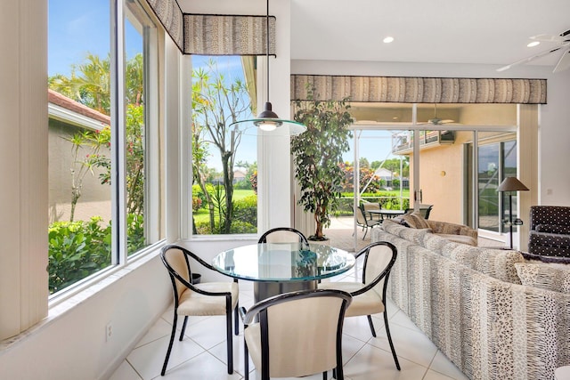4498 Hazleton Ln, Lake Worth, FL 33449 - tiled dining area with a ceiling fan