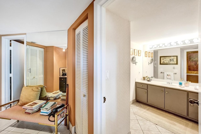 3701 S Flagler Dr Unit A101, West Palm Beach, FL 33405 - bathroom with tile patterned floors, a closet, and vanity