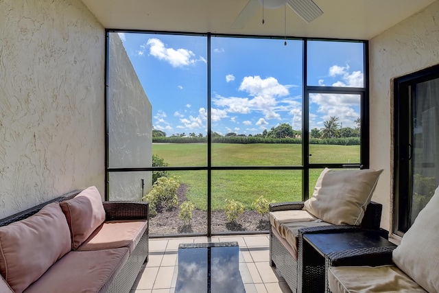 830 Greensward Ct Unit 107-H, Delray Beach, FL 33445 - sunroom / solarium with ceiling fan and an outdoor living space