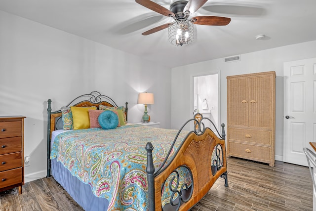 12003 Poinciana Blvd Unit 102, Royal Palm Beach, FL 33411 - bedroom with wood finished floors and a ceiling fan