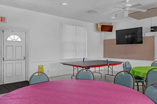 12003 Poinciana Blvd Unit 102, Royal Palm Beach, FL 33411 - dining room featuring a ceiling fan and recessed lighting