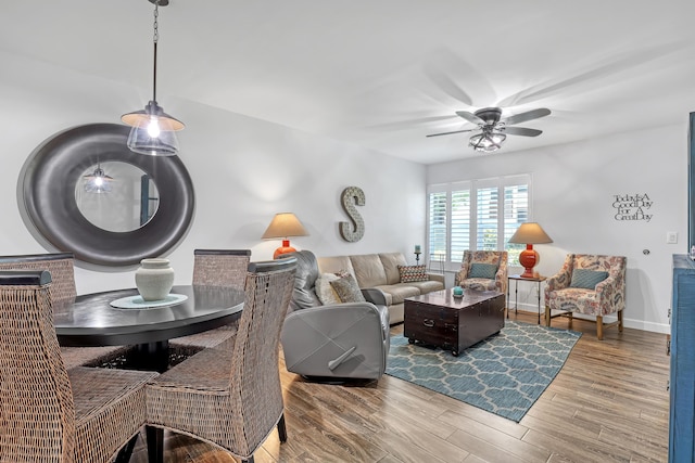 12003 Poinciana Blvd Unit 102, Royal Palm Beach, FL 33411 - living room with ceiling fan and wood finished floors