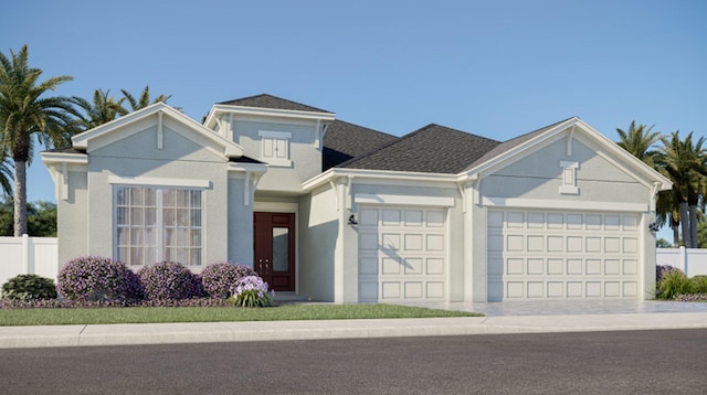 1417 SE Crosswood Way, Port Saint Lucie, FL 34984 - view of front of home featuring a garage, fence, driveway, and stucco siding