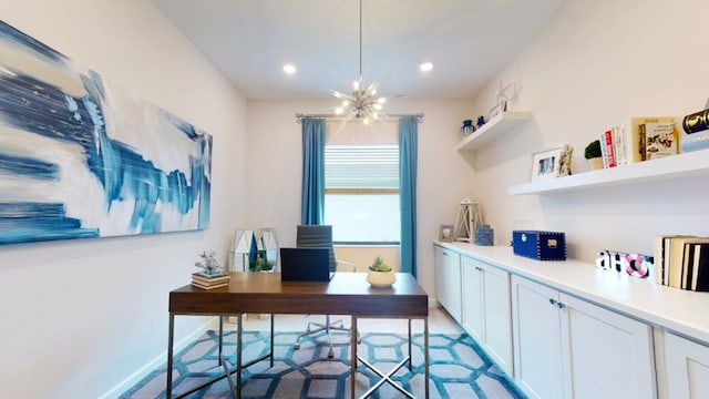 1417 SE Crosswood Way, Port Saint Lucie, FL 34984 - office featuring a chandelier and recessed lighting