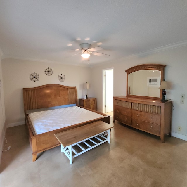 173 Kent J, West Palm Beach, FL 33417 - bedroom with crown molding, a ceiling fan, and baseboards