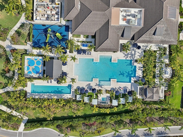 bird's eye view of a pool