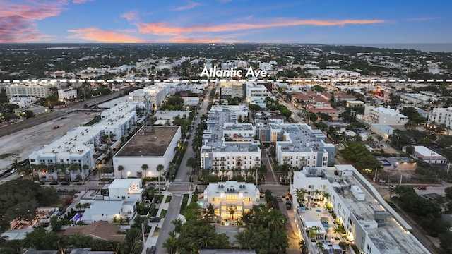 aerial view at dusk of a view of city