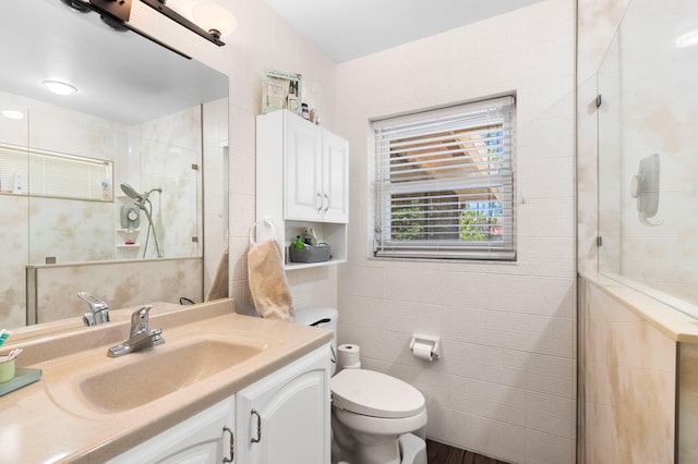 11447 Orange Grove Blvd, West Palm Beach, FL 33411 - bathroom with a shower stall, toilet, vanity, and wood finished floors