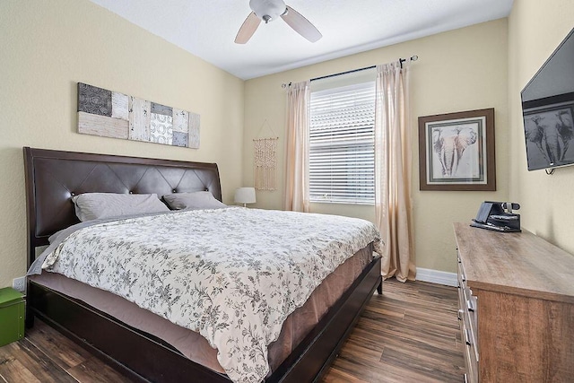 7267 Prudencia Dr, Lake Worth, FL 33463 - bedroom featuring dark wood finished floors, baseboards, and ceiling fan