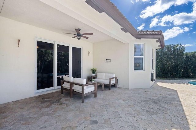 7267 Prudencia Dr, Lake Worth, FL 33463 - view of patio featuring a ceiling fan and outdoor lounge area