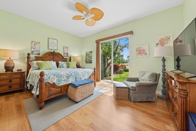 2596 Irma Lake Dr, West Palm Beach, FL 33411 - bedroom featuring access to exterior, light wood-style floors, and a ceiling fan