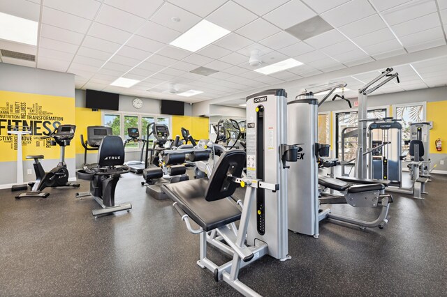 2596 Irma Lake Dr, West Palm Beach, FL 33411 - exercise room featuring a drop ceiling