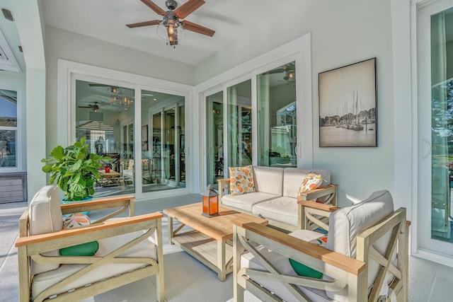 6193 Winding Lake Dr, Jupiter, FL 33458 - sunroom / solarium featuring a ceiling fan