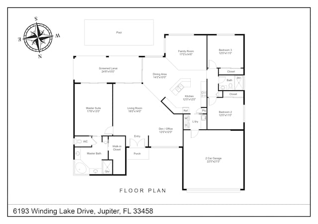 6193 Winding Lake Dr, Jupiter, FL 33458 - floor plan / room layout
