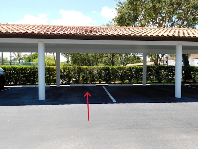 view of covered parking lot