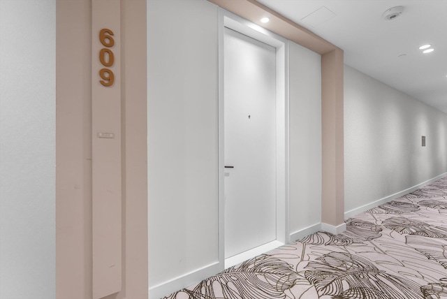 220 SE Mizner Blvd Unit 609, Boca Raton, FL 33432 - corridor featuring recessed lighting and baseboards
