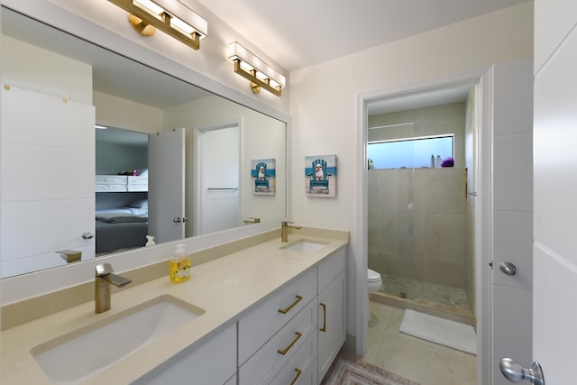 4054 SW Gleneagle Cir, Palm City, FL 34990 - full bath featuring toilet, a stall shower, and double vanity