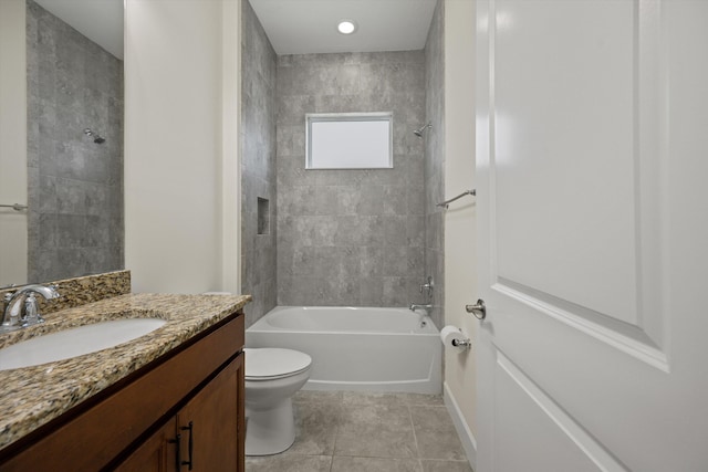 4641 Woodland Way, Westlake, FL 33470 - bathroom with tile patterned floors, toilet, vanity, and tub / shower combination