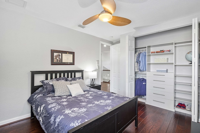 12341 NW 78th Mnr, Parkland, FL 33076 - bedroom with hardwood / wood-style floors, baseboards, a closet, and ceiling fan