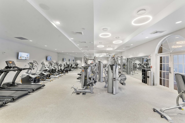 12341 NW 78th Mnr, Parkland, FL 33076 - workout area with recessed lighting and french doors