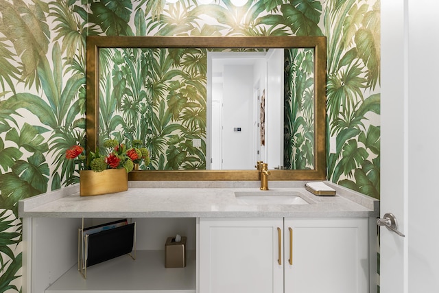 8294 Fishhawk Falls Ct, Boca Raton, FL 33496 - bar area featuring a sink and wallpapered walls