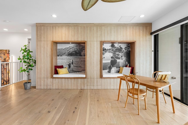 8294 Fishhawk Falls Ct, Boca Raton, FL 33496 - dining area with light wood-type flooring, recessed lighting, and attic access