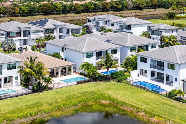 8294 Fishhawk Falls Ct, Boca Raton, FL 33496 - aerial view of residential area with a pool and a nearby body of water