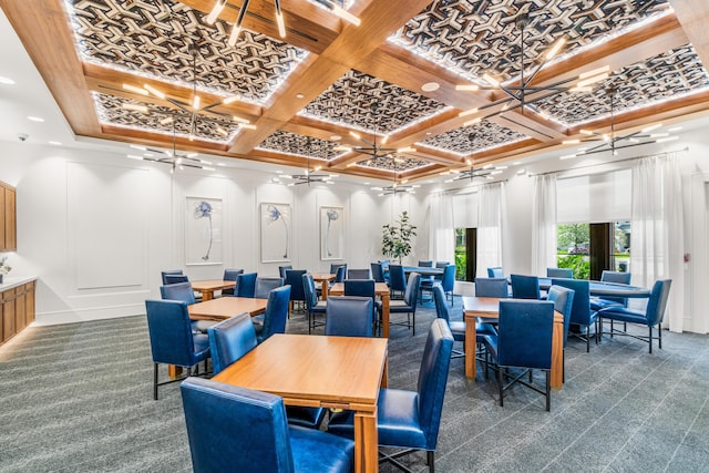 8294 Fishhawk Falls Ct, Boca Raton, FL 33496 - common area with coffered ceiling and beamed ceiling