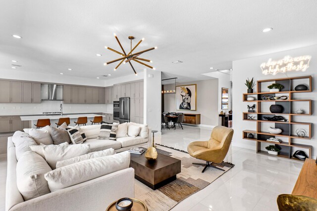 8294 Fishhawk Falls Ct, Boca Raton, FL 33496 - living room featuring a chandelier and recessed lighting