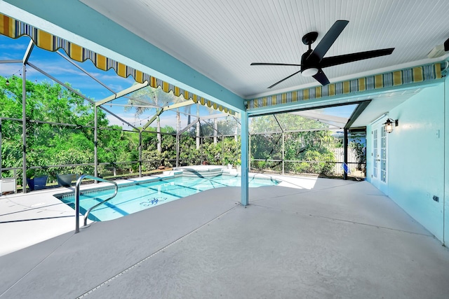 139 NE Royce Ave, Port Saint Lucie, FL 34983 - outdoor pool with a lanai, a patio area, and ceiling fan