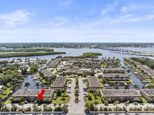 aerial view of a nearby body of water